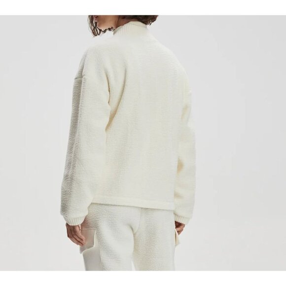 Varley Willmont Patch Pocket Fleece Bomber Jacket Egret Ivory Size Medium - Picture 2 of 11